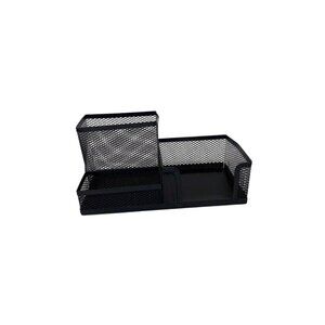 Metallic Mesh Desk Paper‎ Box Organizer Tri-Basket Holder Black